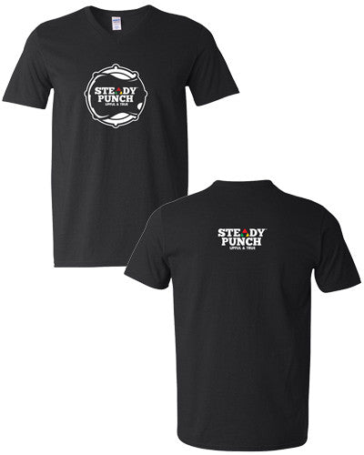 Men's Steady Punch Line Black Fill V-Neck T-Shirt